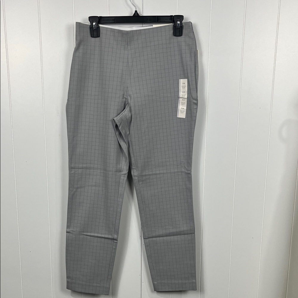 A new day Womens Skinny Ankle Pant 8R Gray Windowpane Contrast Stretch Waist NWT